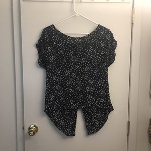 Navy tie back blouse